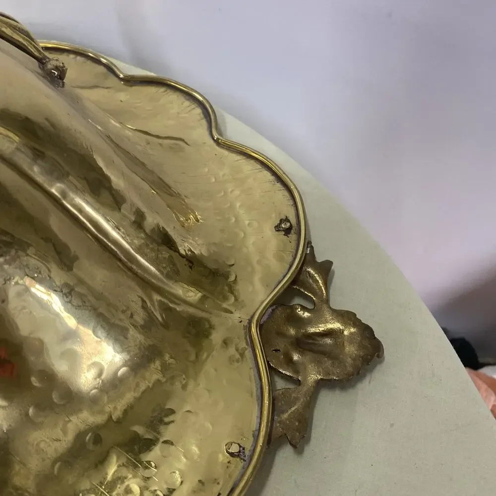 Large Vintage Fruitbowl Centerpiece In Gold Metal Mid 20th Century Italy